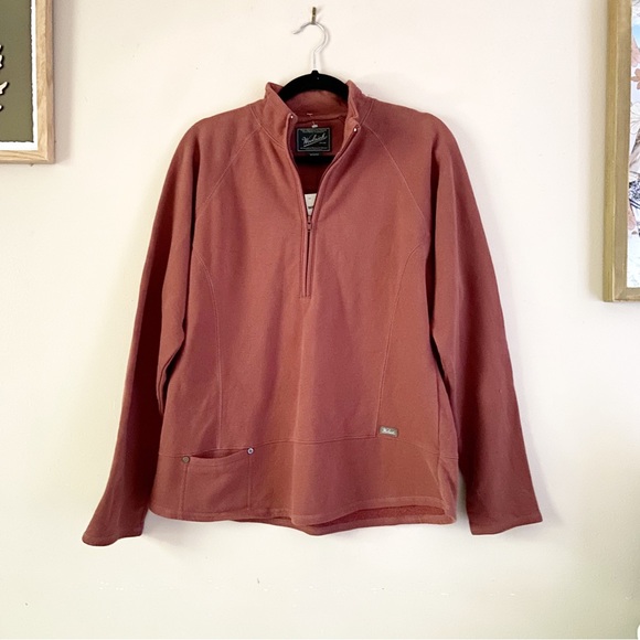 WOOLRICH• womens new highland burnt orange quarter zip pullover size medium nwt - Picture 1 of 15